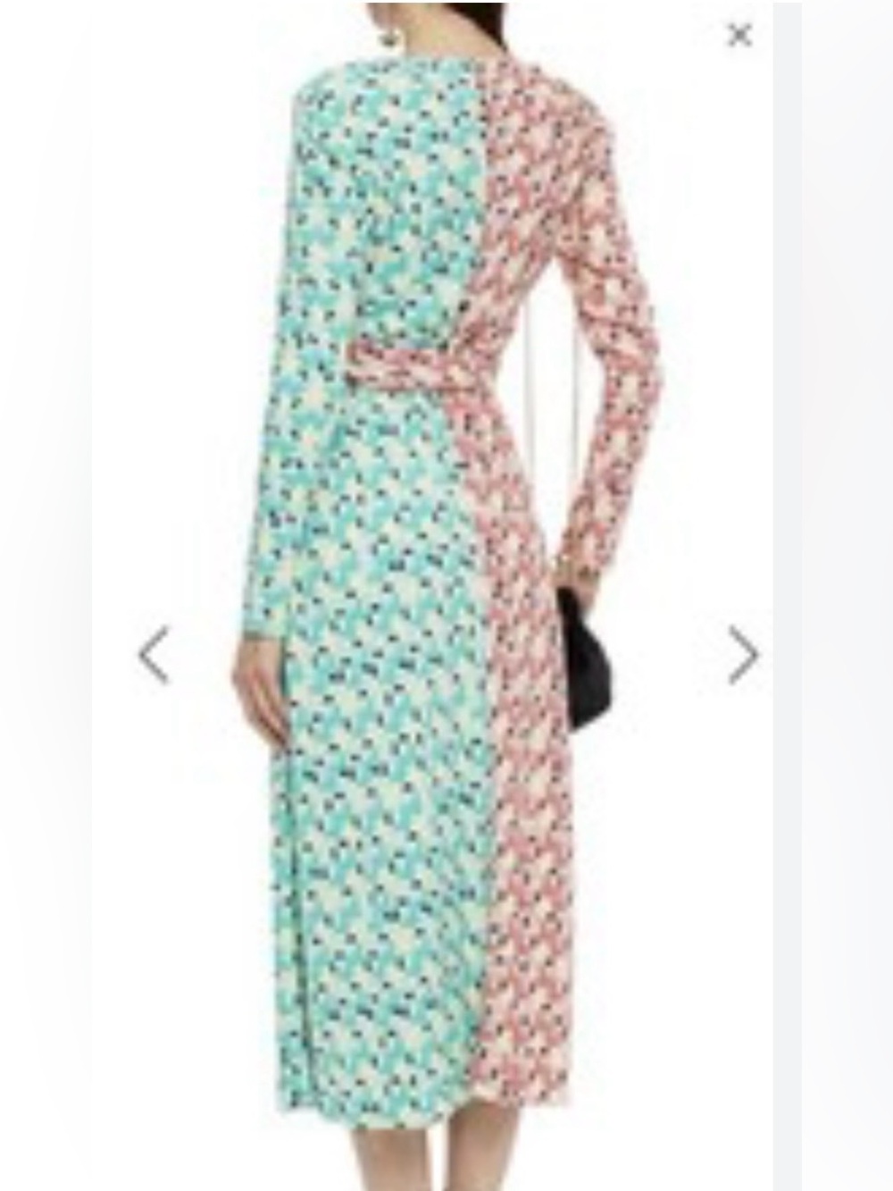 Diane Von Furstenberg Two-Tone Pink & Aqua Wrap Midi Dress - Picture 5 of 11